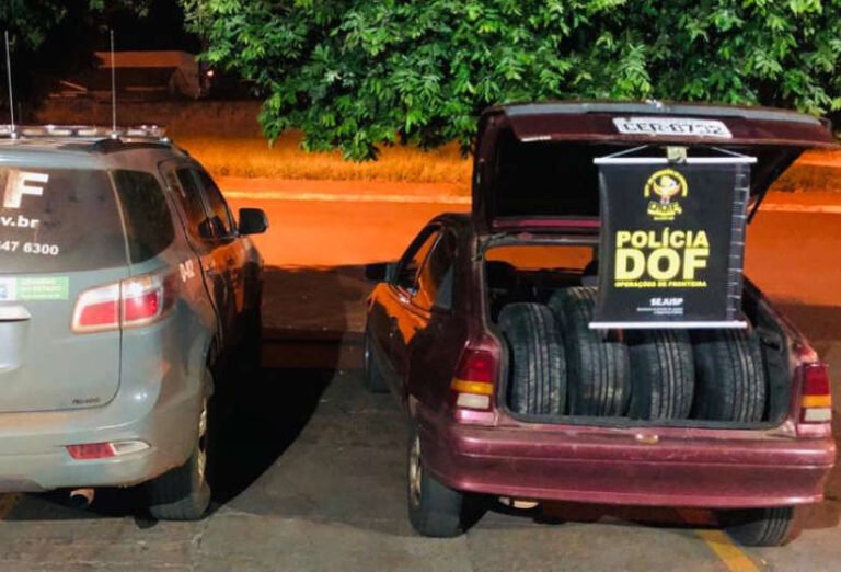 Carro é apreendido com produtos do Paraguai