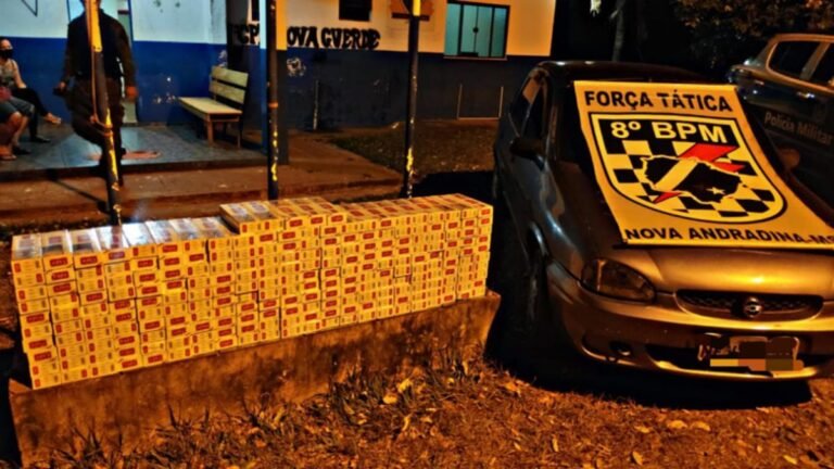 Polícia Militar apreende veículo lotado com caixas de cigarro na MS-267