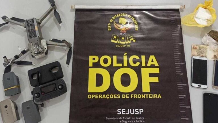 DOURADOS – Drone, drogas e celulares são apreendidos pelo DOF antes de chegarem a PED