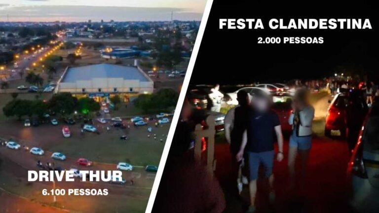 Madrugada em Dourados, 6 mil vão tomar a vacina e outras 2 mil vão em festa clandestina.