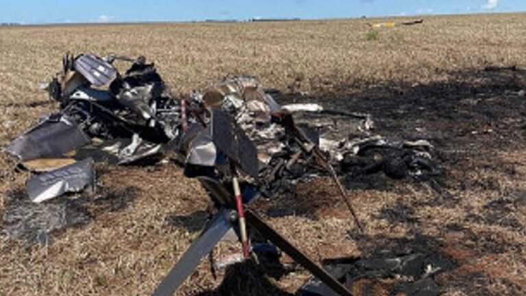 Helicóptero com drogas cai e deixa dois corpos carbonizados entre Dourados e Ponta Porã