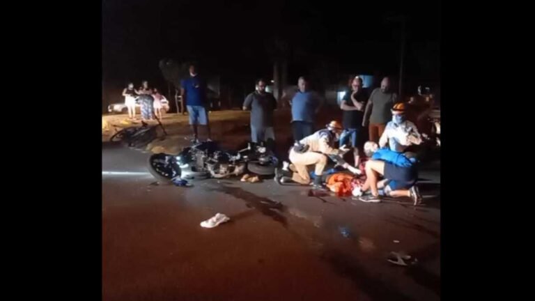 Acidente com moto esportiva na Avenida Guaicurus deixa duas pessoas gravemente feridas