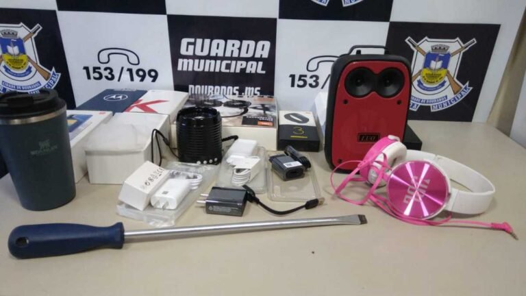 CENTRO DE DOURADOS – Guarda Municipal prende ladrão que arrombou loja de celulares