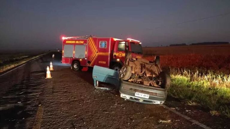 Capotamento na BR-376 em Ivinhema deixa uma pessoa morta e um ferido