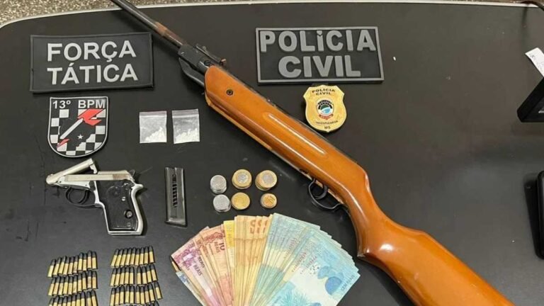 Homem é preso com drogas armas  dinheiro e varias munição em MS