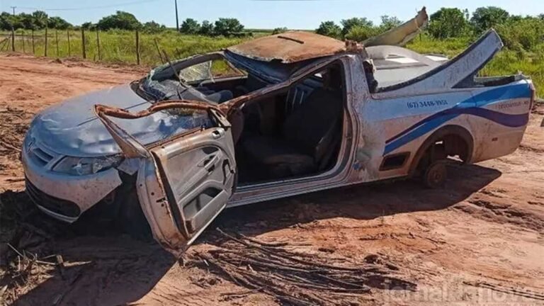 Motorista de funerária desvia de animal na pista e acaba capotando por diversas vezes