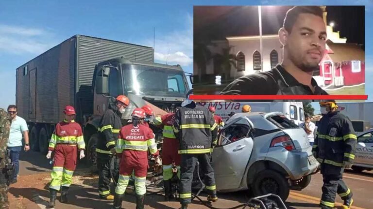 Colisão entre caminhão do Exercito Brasileiro e carro, acaba com uma pessoa morta no km 619 da BR-163