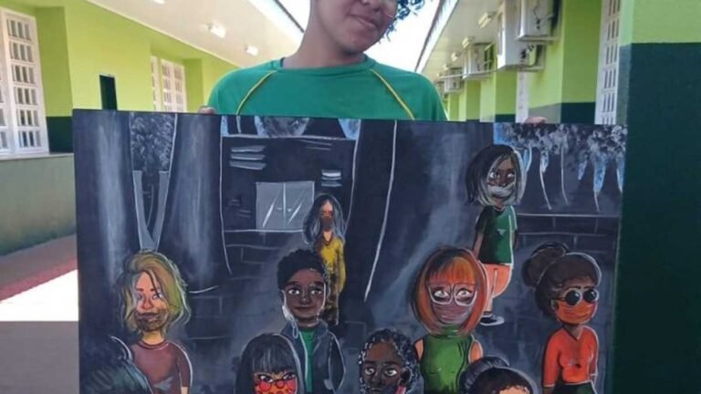 Deoclécio Artuzzi – Inspirada em Tarsila do Amaral, estudante retrata pandemia em tela na EE Moacir Djalma Barros