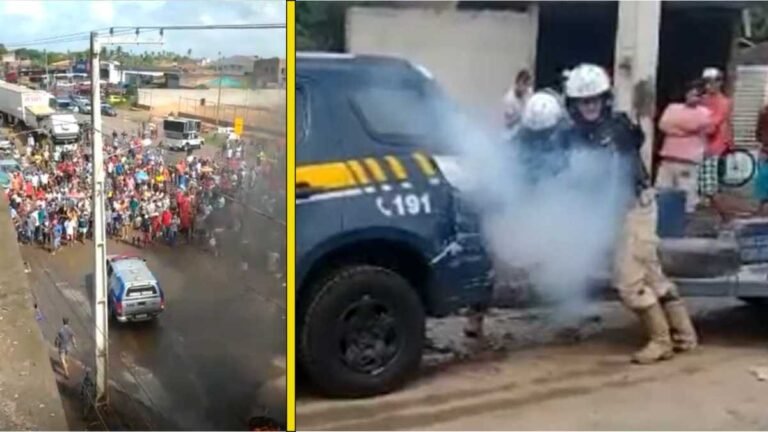 Vídeos do protesto e do momento em que homem morre após ser colocado em porta malas de viatura da PRF [assista]