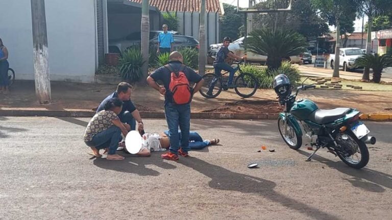 Jardim Santo André – Idosa tenta atravessar rua e acaba sendo atropelada por moto
