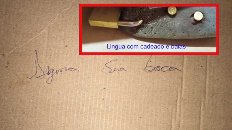 Uma jovem recebeu de presente uma língua com cadeado cravado de balas e um bilhete ameaçador