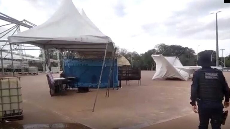 VÌDEO – 1ª noite de festa em Ponta Porã é cancelada devido aos fortes ventes, veja como ficou