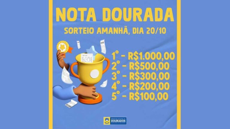 Sorteio do Programa Nota Dourada acontece hoje
