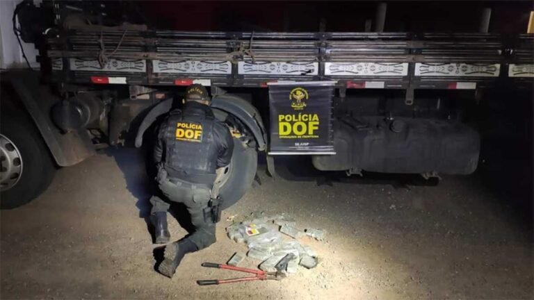 DOF apreende droga avaliada em quase 700 mil escondidos dentro de rodas de caminhão