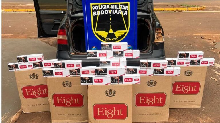 Carga de cigarros que seria trazida para Dourados é apreendida pela PMR