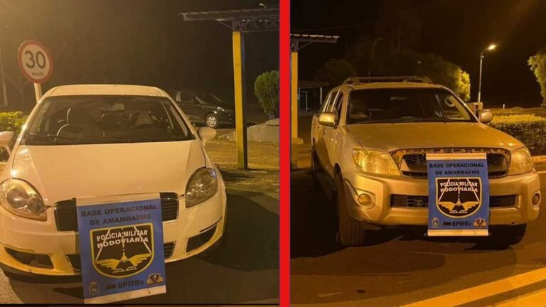Dois veículos furtados em Santa Catarina são recuperados pela PMR em Amambai