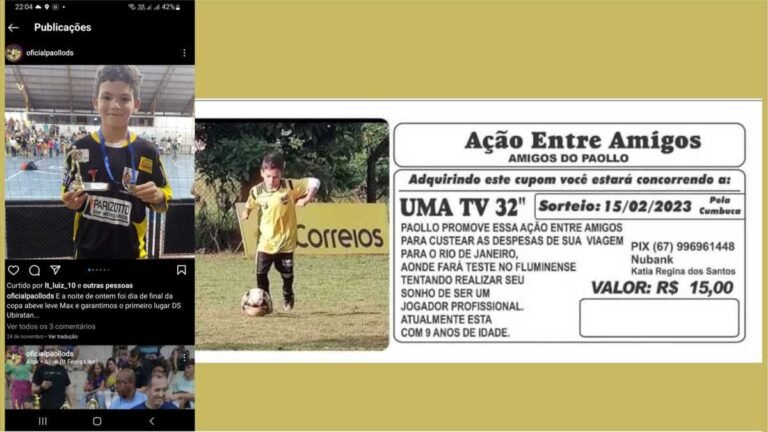 Em busca de um sonho, Douradense de 9 anos sonha em ser jogador profissional e precisa de sua ajuda