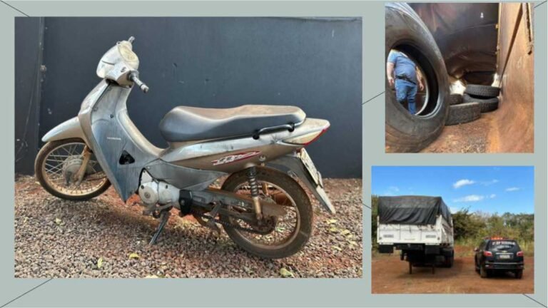 Carga de pneus e objetos furtados em Itaporã, é recuperado em Aldeia de Dourados