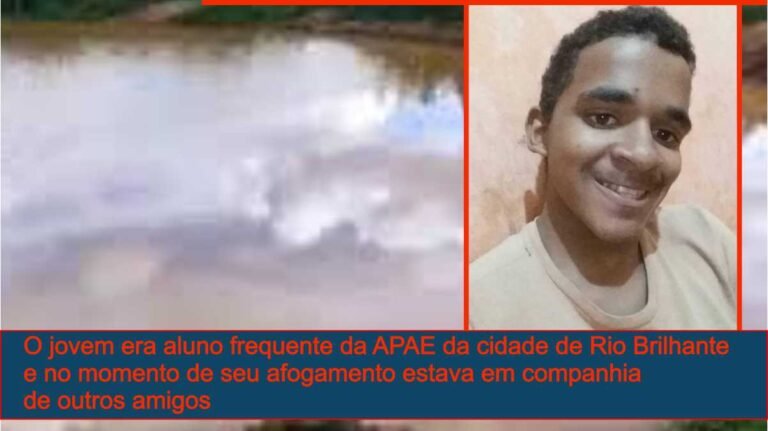 Jovem de 18 anos aluno da APAE morre afogado enquanto se banhava em lagoa