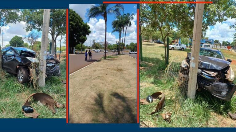 Veja vídeo – Motorista embriagado perde controle de carro, arranca pés de coqueiro e so para em poste de luz