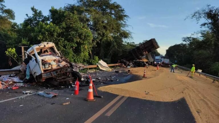 Acidente entre carretas e carro deixa 5 mortes na BR-163