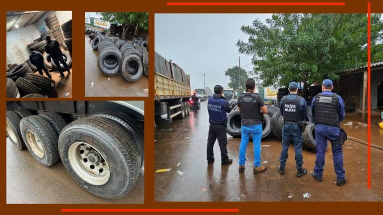 Operação conjunta apreende mais de 120 pneus de caminhões em Ponta Porã