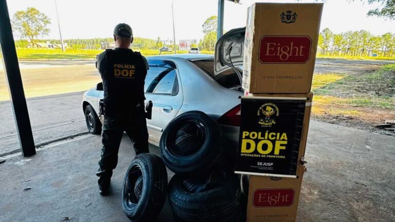 Ao ver a viatura do DOF homem abandona veículo com produtos ilegais em pátio de hotel