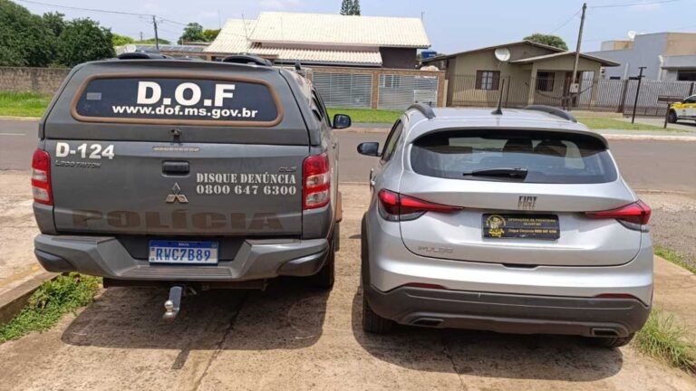 Dupla que seguia com veículo furtado de Minas Gerais para o Paraguai é presa pelo DOF