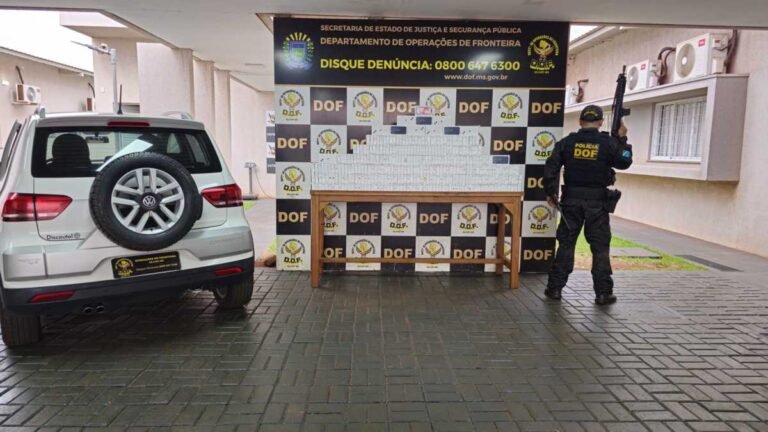 Trevo da Bandeira – Veículo com mais de 300 celulares é apreendido pelo DOF em Dourados