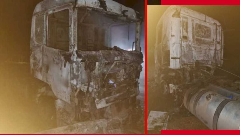 Curto-circuito provoca incendio e carreta fica completamete destruida na BR-376