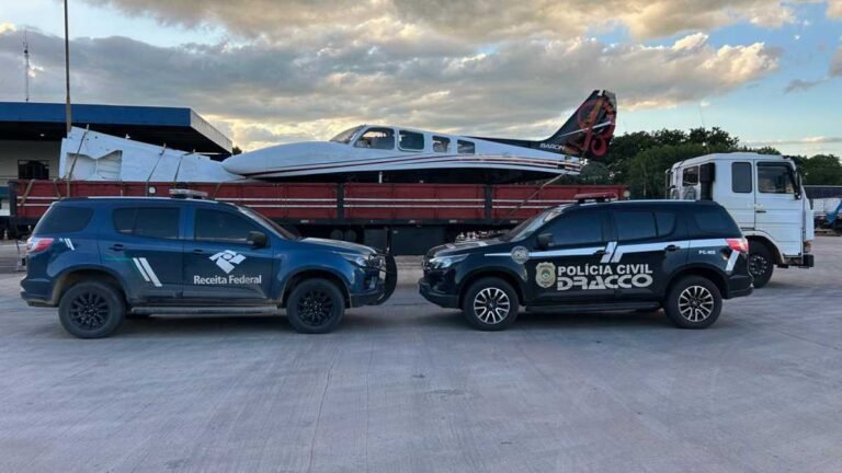 Vídeo – Aeronave com indícios de exportação irregular é apreendida na fronteira