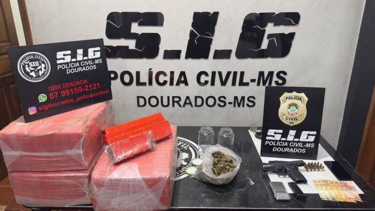 Jardim Esplanada – Polícia Civil fecha entreposto de drogas e apreende arma de fogo em Dourados
