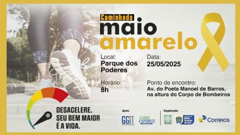 Crianças do CEI Detran-MS reforçam mensagem do Maio Amarelo e convidam para caminhada no domingo