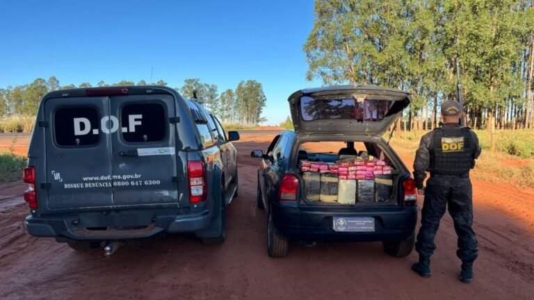 Em Eldorado, DOF apreende veículo com quase 330 quilos de drogas que seguiam para o Paraná