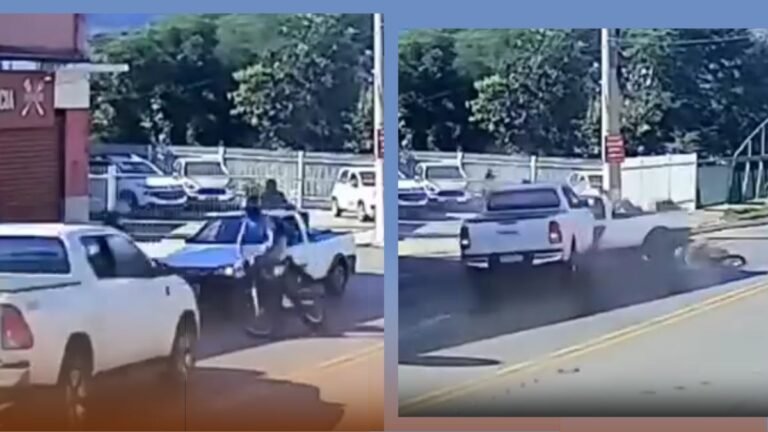 Vídeo mostra caminhonete desgovernada invadindo contramão e atingindo motociclistas