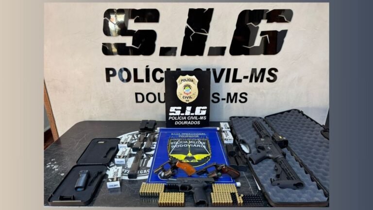 Polícias Civil e Militar apreendem arsenal em poder de suspeito de tentativa de homicídio ocorrida em Dourados