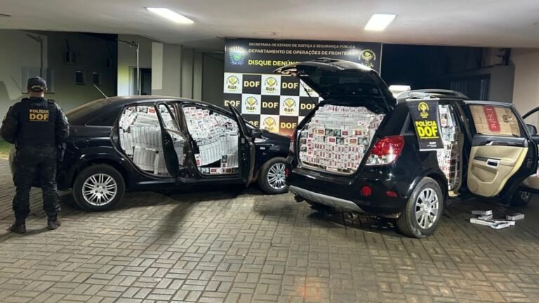 Polícia apreende veículos com carga de cigarros contrabandeados do Paraguai em Rio Brilhante