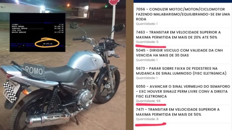 GMD aprende motocicleta com mais de 44 mil em dívidas e infrações graves