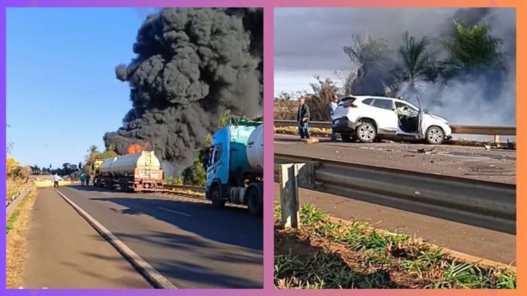 Vídeo – Colisão entre carreta e caminhão-tanque na BR-267 deixa duas pessoas mortas