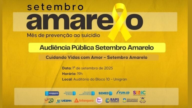 Prefeitura de Dourados abre inscrições para audiência pública alusiva ao Setembro Amarelo