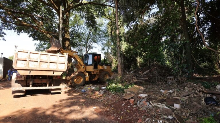 Prefeitura realiza limpeza em área de preservação no Bairro Estrela Porã