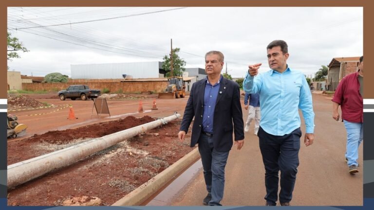 Prefeito e senador Nelsinho Trad vistoriam obras de asfalto do Parque dos Jequitibás