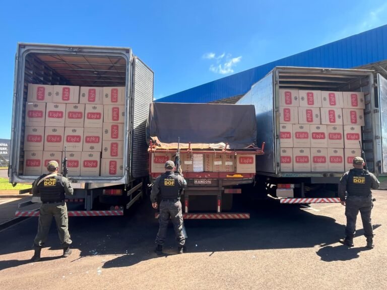 DOF apreende três caminhões com cigarros contrabandeados avaliados em quase R$ 3 milhões