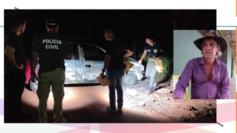 Vídeo – Três homens são presos por cortar garganta de idoso e atear foco em corpo dentro de carro