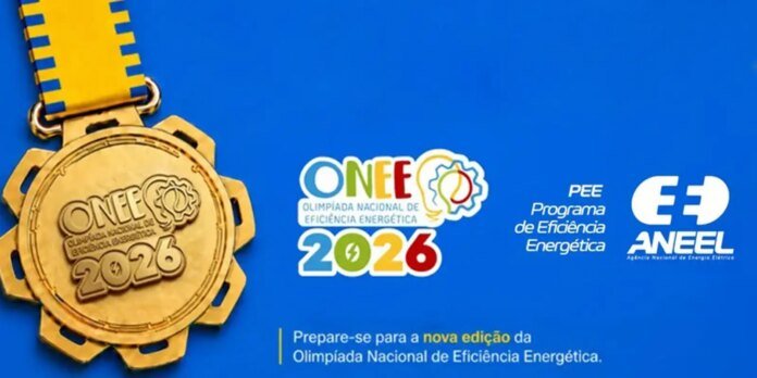 Gold medal labeled ONEE 2026 on a blue banner with PEE and ANEEL logos on the right.