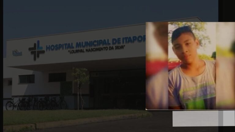 Collage of a municipal hospital exterior with a portrait of a young man overlapping on the right side.