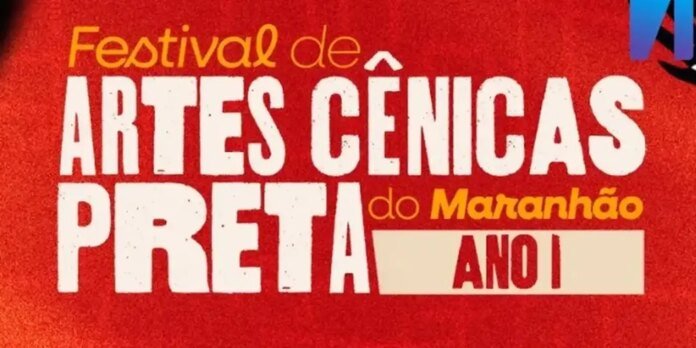 Poster for Festival de Artes Cênicas do Maranhão on a red background with bold white lettering and 'ANO I' tag.